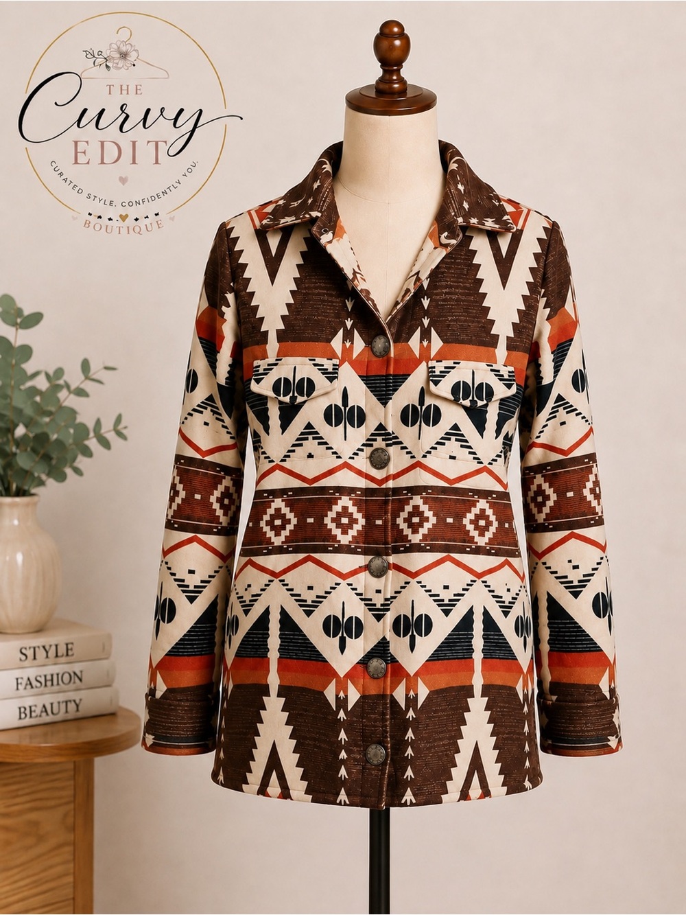 Fashion Express USA XL Southwestern Aztec Print Long Jacket Coat Boho Western
